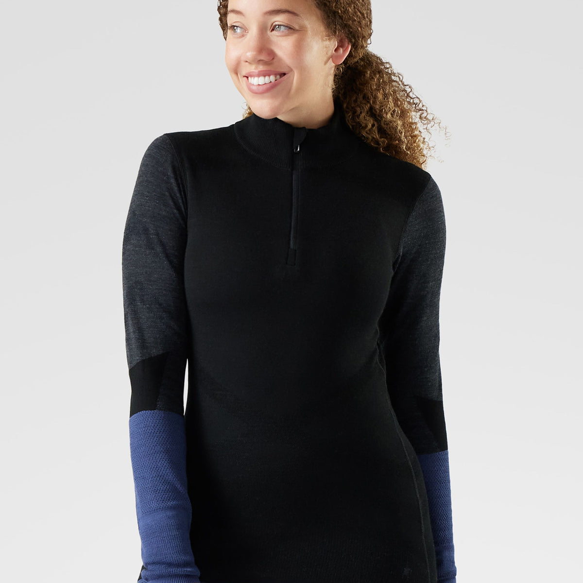 Smartwool Womens Intraknit Thermal Merino Base Layer Colorblock 1/4 Zi ...
