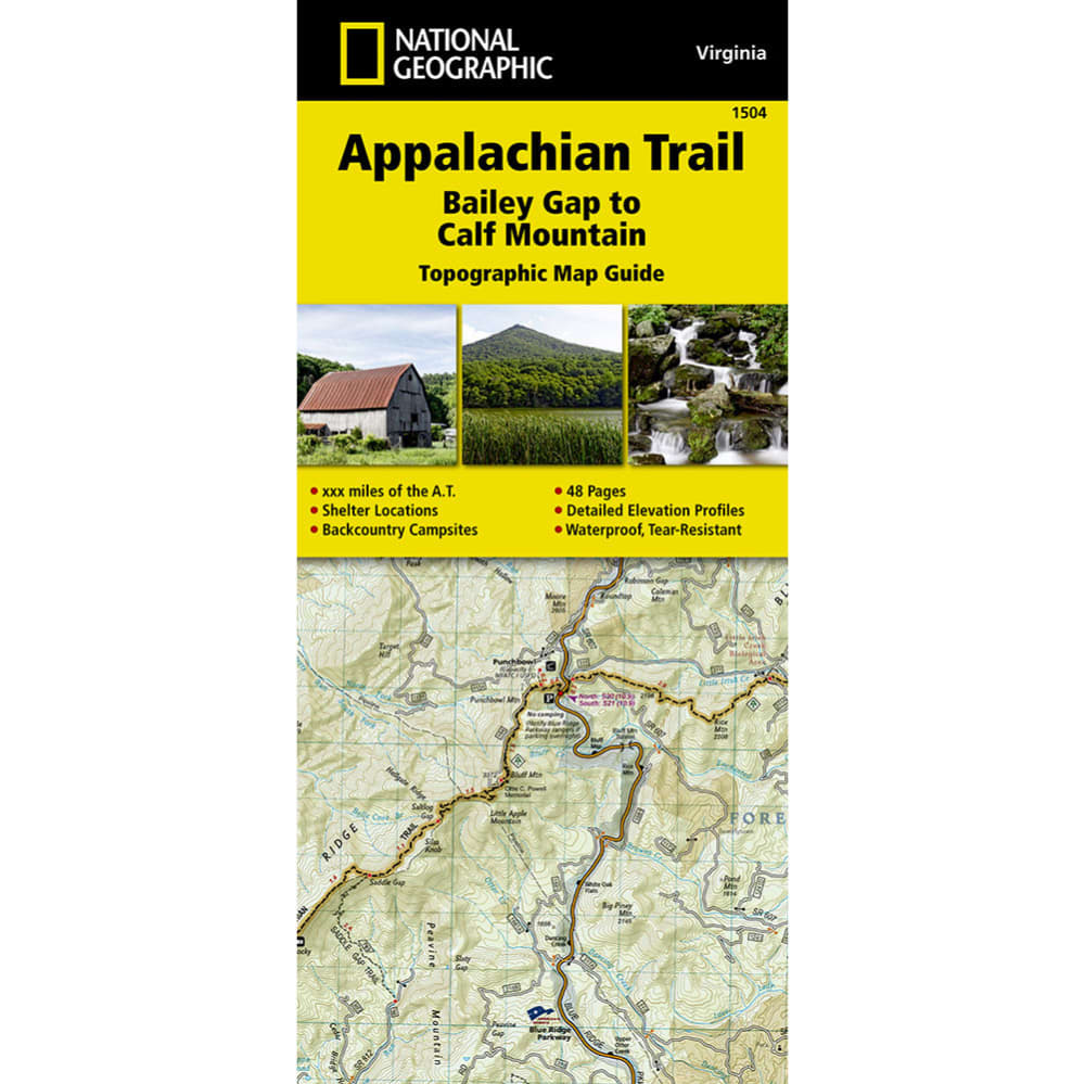 National Geographic Appalachian Trail, Bailey Gap To Calf Mountain Topographic Map Guide