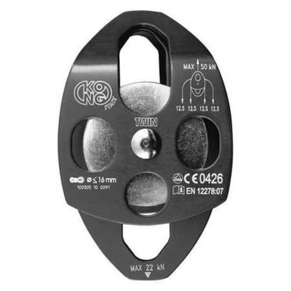Kong Twin Aluminum Pulley, Double Sheave - Black