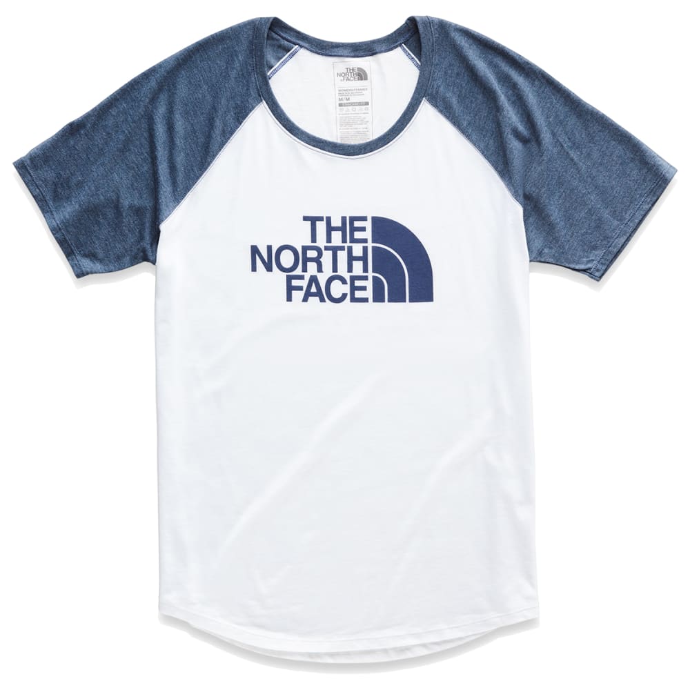 The North Face Womens Short Sleeve Half Dome Tri Blend Graphic Baseball Tee Blue Size L