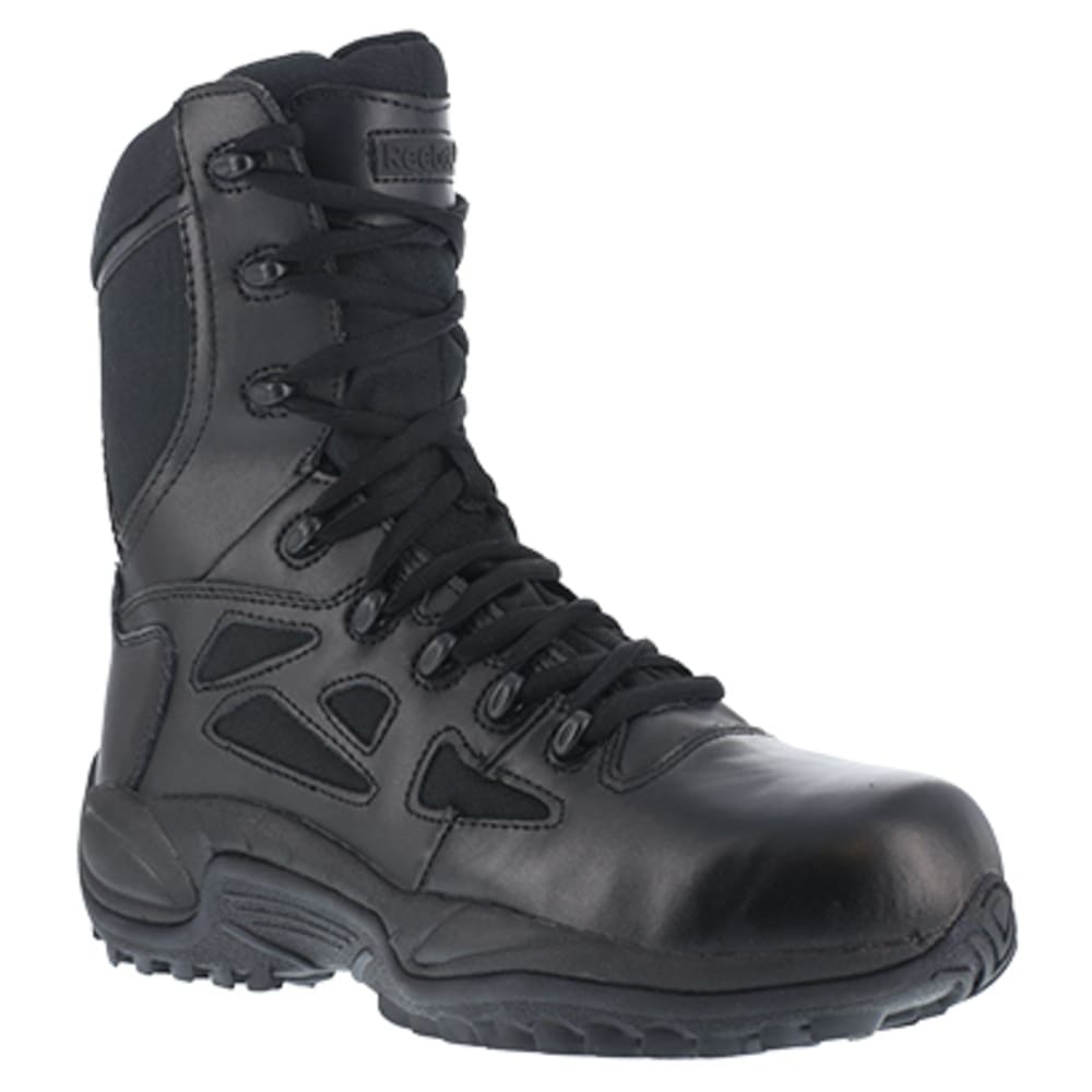 Reebok Work Men&#039;s Rapid Response Rb Composite Toe Stealth 8 W/ Side Zip Boot, Black