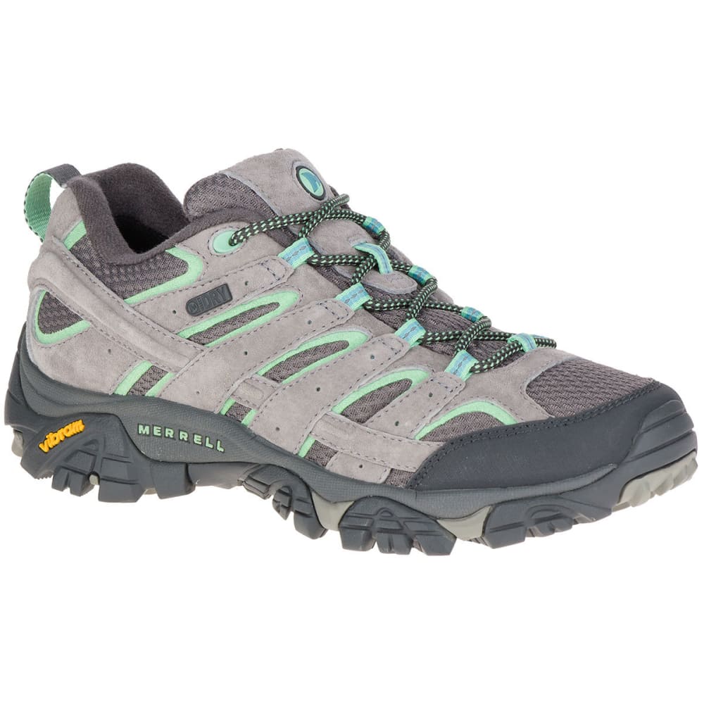 Merrell Women&#039;s Moab 2 Low Waterproof Hiking Shoes, Drizzle/mint - Size 6
