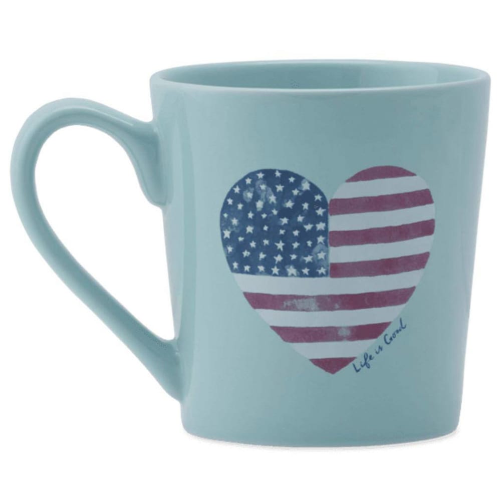 Life Is Good Flag Heart Watercolor Everyday Mug - Blue