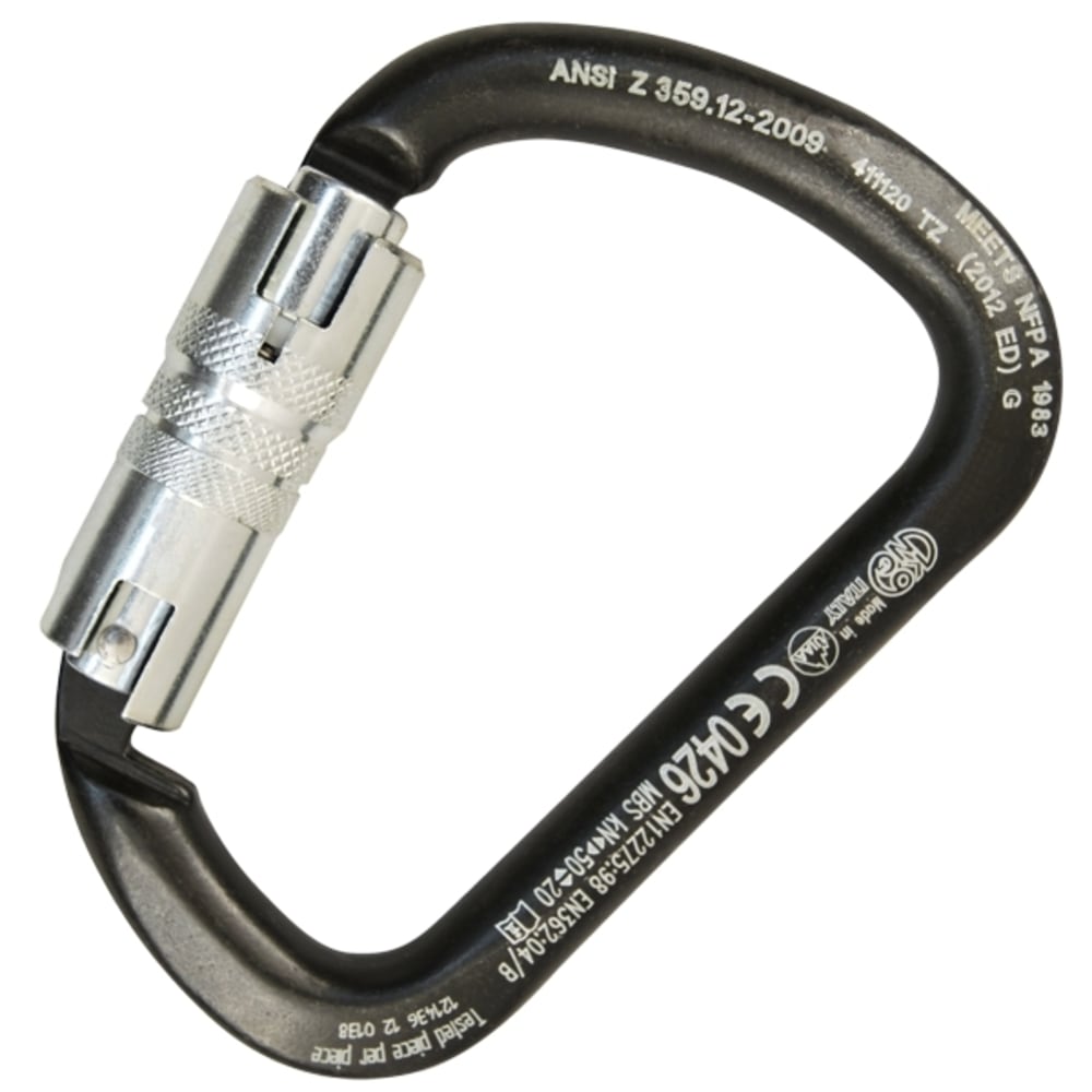 Kong C Steel Twist Lock Ansi Carabiner, X-large - Black