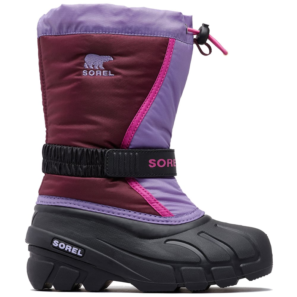 Sorel Boys&#039; Flurry Waterproof Winter Boots, Black/bright Red