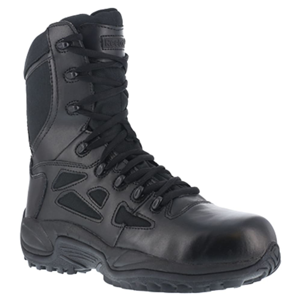 Reebok Work Men&#039;s Rapid Response Rb Soft Toe Stealth 8 W/ Side Zip Boot, Black