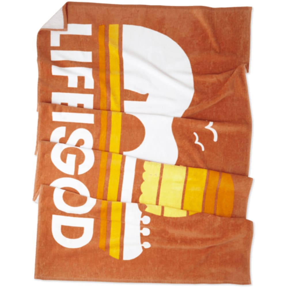 Life Is Good Sunset Guitar Beach Towel - Orange