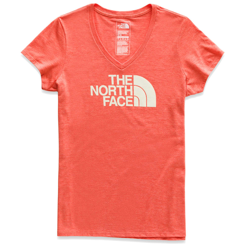 The North Face Womens Half Dome V Neck Short Sleeve Tee Orange Size S