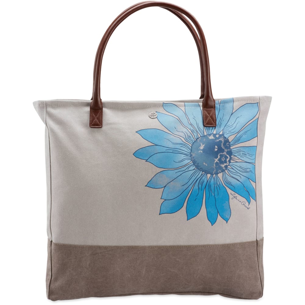 Life Is Good Watercolor Daisy Tote - White