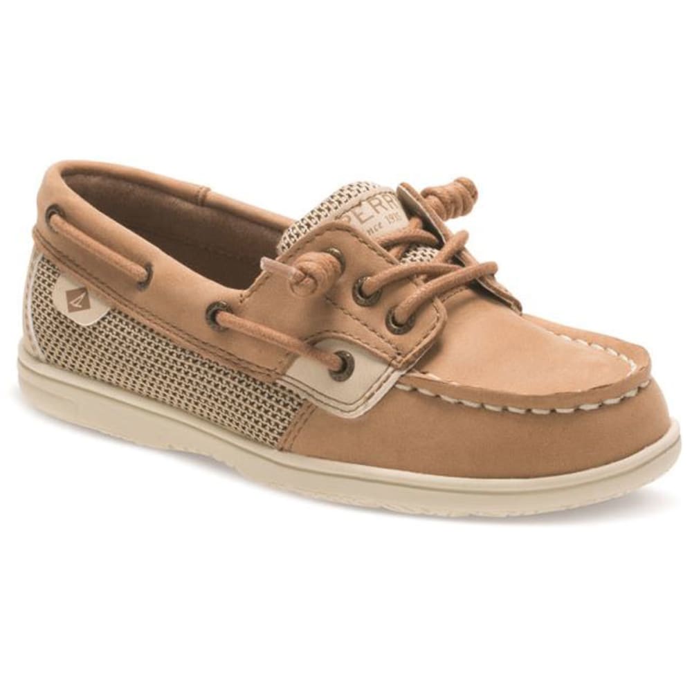 Sperry Girls&#039; Shoresider 3-Eye Boat Shoes, Linen Oat - Size 4
