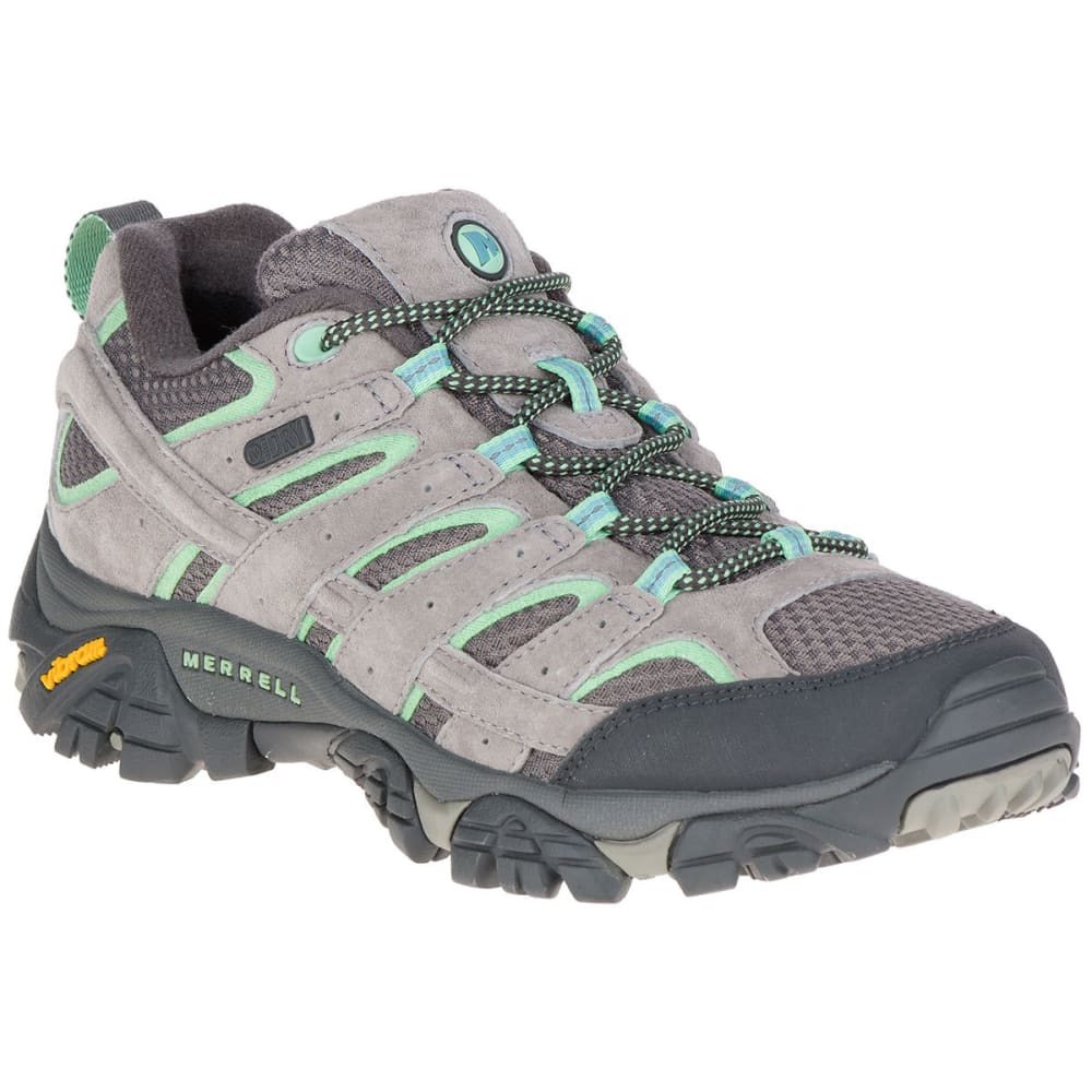 MERRELL Women's Moab 2 Low Waterproof Hiking Shoes, Drizzle/Mint ...