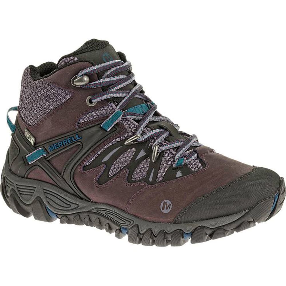 MERRELL Women&#39;s All Out Blaze Mid Waterproof Hiking Boots, Plum